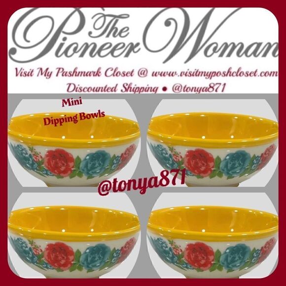 The Pioneer Woman Other - 🦋 Pioneer Woman Rose Shadow Mini Dipping Bowls, Set of 4